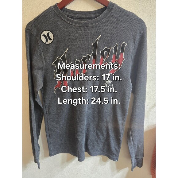 Hurley Gray Waffle Knit Thermal Long Sleeve Shirt Buckle‎ Exclusive Size Small - Picture 2 of 4